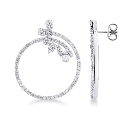 Créoles en Or Blanc 18k avec Diamants Taille Brillante