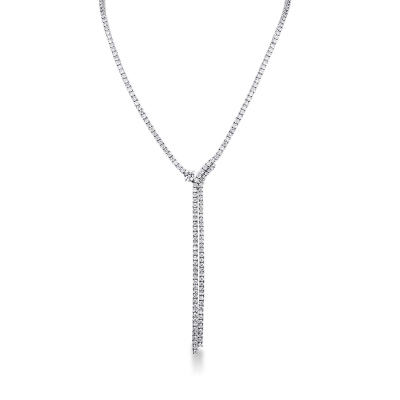Collier en or blanc 18k à cascade de diamants