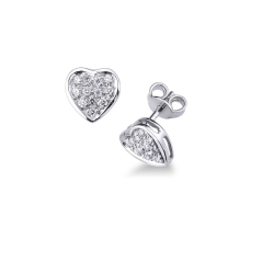 Boucles d'oreilles à cœur en or 18k avec un pavage de diamants