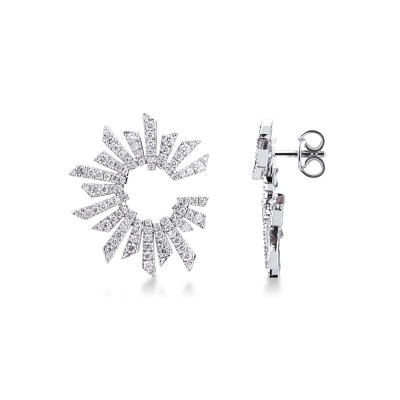 Boucles d'oreilles design avec diamants en or blanc 18k