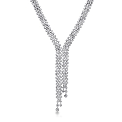Collier en Y design en or blanc 18k avec pavé de diamants