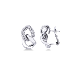 Boucles d'oreilles groumette en or blanc 18k avec diamants