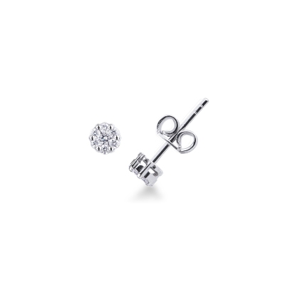 Boucles d’oreilles or blanc 18k fleur diamants ct. 0,22