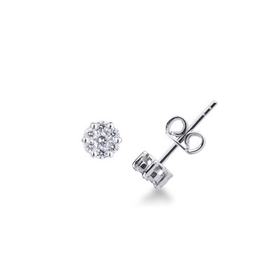 Boucles d’oreilles raffinées or blanc 18k avec diamant ct. 0,50