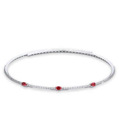 Choker  collier en or blanc avec rubis et diamants