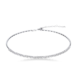 Choker design feuilles en or blanc 18 carats avec diamants