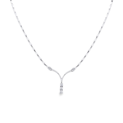 Collier semi-rigide or blanc 18k avec diamants
