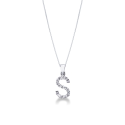 Collier avec lettre  S or blanc et diamants