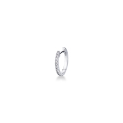 Mono boucle d'oreille ovale en or blanc 18 carats et diamants