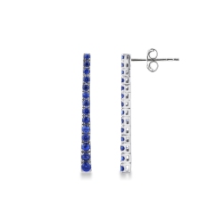 Pendientes tenis en oro blanco de 18 quilates con zafiros azules