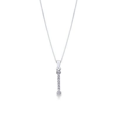 Collier avec lettre prénom  I en or blanc et diamants