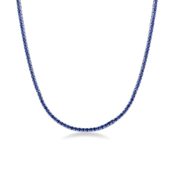 Collier tennis en or blanc 18 carats avec des saphirs bleus