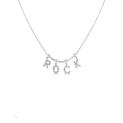 Collier lettres ROCK en Or Blanc 18k serti de diamants