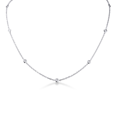 Collier en or blanc 18 carats, de 40 cm, avec diamants