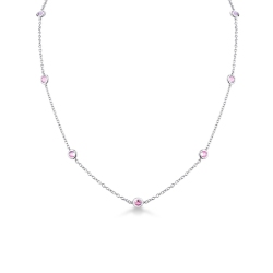 Collier en or blanc 18k avec 9 saphirs roses