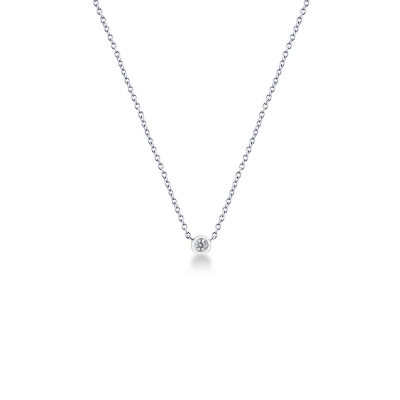 Collier en or blanc 18k avec brillant 0,05 ct