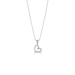 Collier avec pendentif à coeur en or blanc 18k  et diamant 0.04 ct