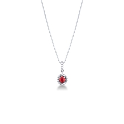 Collier en or blanc 18k avec chaine et rubis