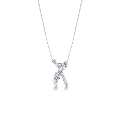 Collier en or blanc 18 carats croisé en diamants