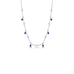 Collier gouttes de saphirs et diamants or 750