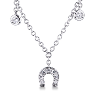  Collier en or blanc 18 carats avec pendentif fer à cheval et diamants