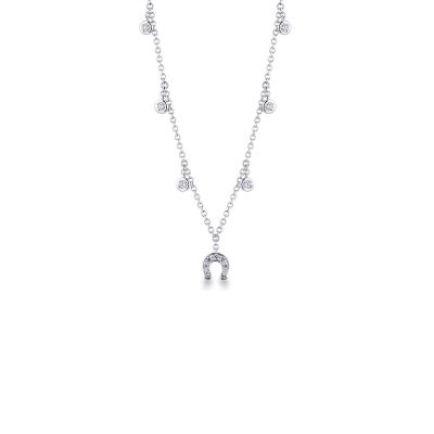  Collier en or blanc 18 carats avec pendentif fer à cheval et diamants