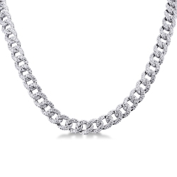 Collar gourmette en oro blanco de 18k con diamantes