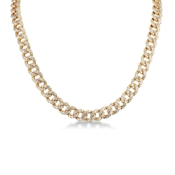 Collier gourmette en or jaune 18 carats avec des diamants