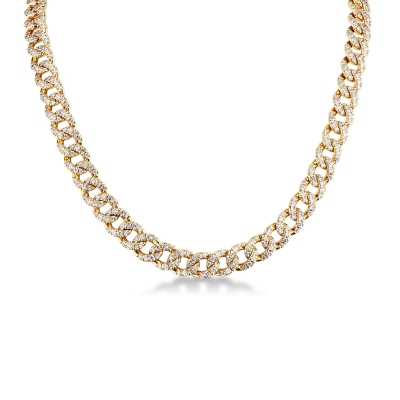 Collier gourmette en or jaune 18 carats avec des diamants 