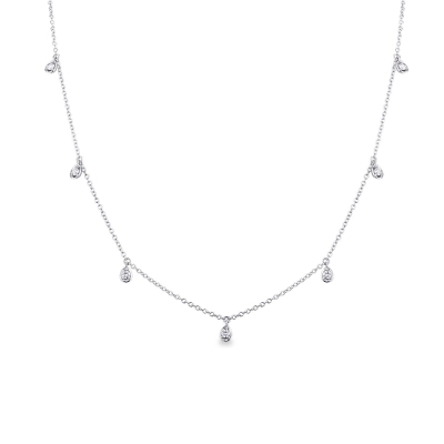 Collier avec neuf pendentifs diamant en forme de goutte or blanc 750