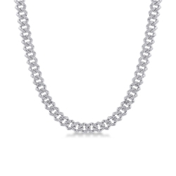 Collier groumette en or blanc 18k serti de diamants