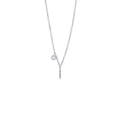 Collier pendentif personnalisé lettre  I or blanc et diamants