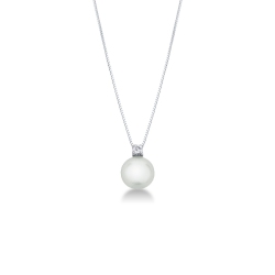 Collier en or blanc 18k avec perle et diamant