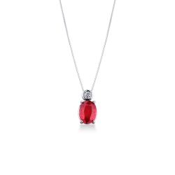 Collier en or blanc 18k avec un rubis central