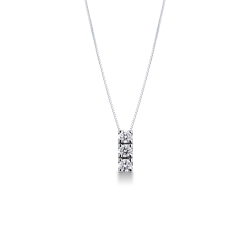 Collier en or blanc 18k orné d’un pendentif trilogy serti de diamant