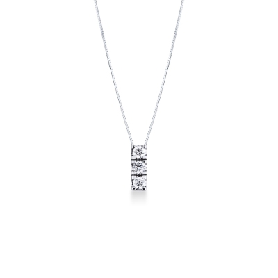 Collier en or blanc 18k avec pendentif trilogy en diamants