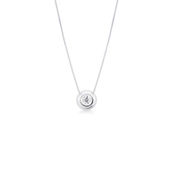 Pendentif solitaire diamant serti clos 0.05 ct or blanc 18k