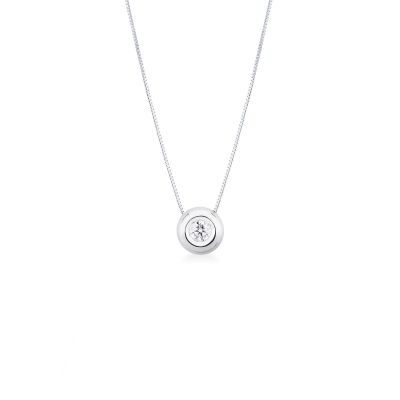 Collier pendentif solitaire avec diamant serti clos 0.15 ct
