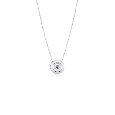 Collier pendentif avec diamant serti clos 0.40 ct en or blanc 18k