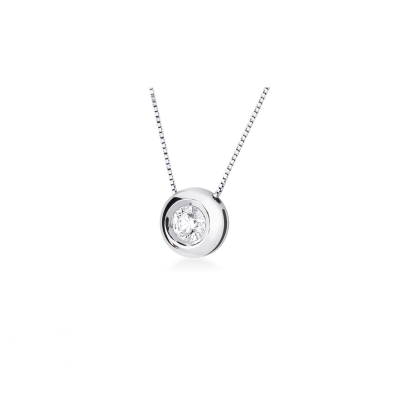 Collier pendentif diamant 0.50 ct or blanc 750