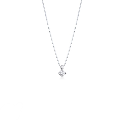 Collier pendentif en or blanc avec diamant 0.10 ct