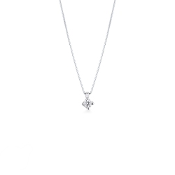 Collier pendentif solitaire en or blanc 18k  avec diamant 0.15 ct