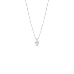 Collier pendentif solitaire en or blanc 18k et diamant 0.20 ct