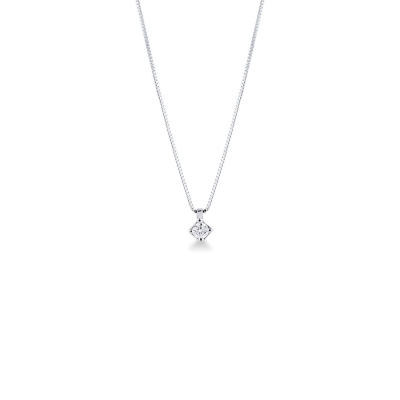 Collier pendentif solitaire en or blanc 18k et diamant 0.20 ct