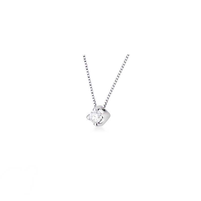 Pendentif solitaire diamant 0.07 ct or blanc 18k  Pendentif solitaire diamant 0.07 ct or blanc 18k
