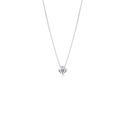 Pendentif solitaire diamant 0.07 ct or blanc 18k 