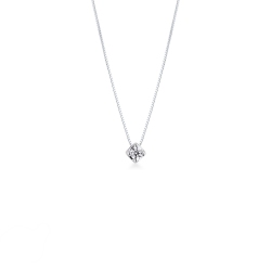 Collier pendentif solitaire en or blanc 18k avec diamant 0.10 ct