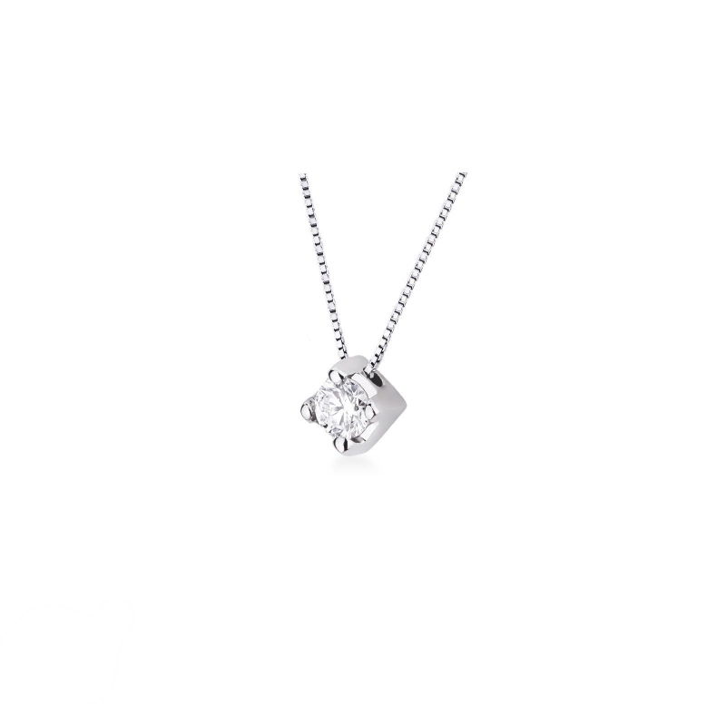 Chaîne solitaire en or blanc et diamant 0.20 ct Chaîne solitaire en or blanc et diamant 0.20 ct