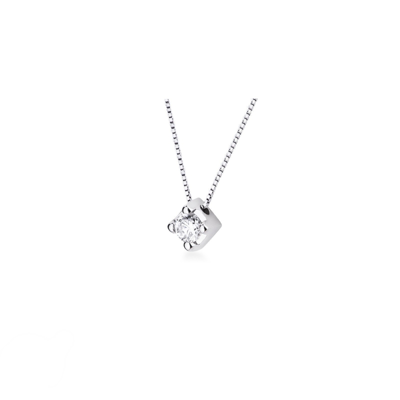 Pendentif diamant solitaire or blanc et diamant 0.25 ct Pendentif diamant solitaire or blanc et diamant 0.25 ct