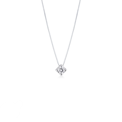 Pendentif diamant solitaire or blanc et diamant 0.25 ct